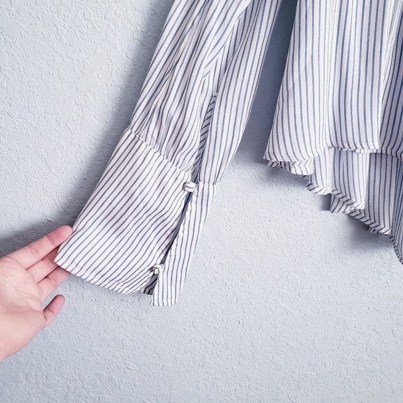 Free People Striped Modern Muse Neck Tie Blouse - Picture 5 of 7